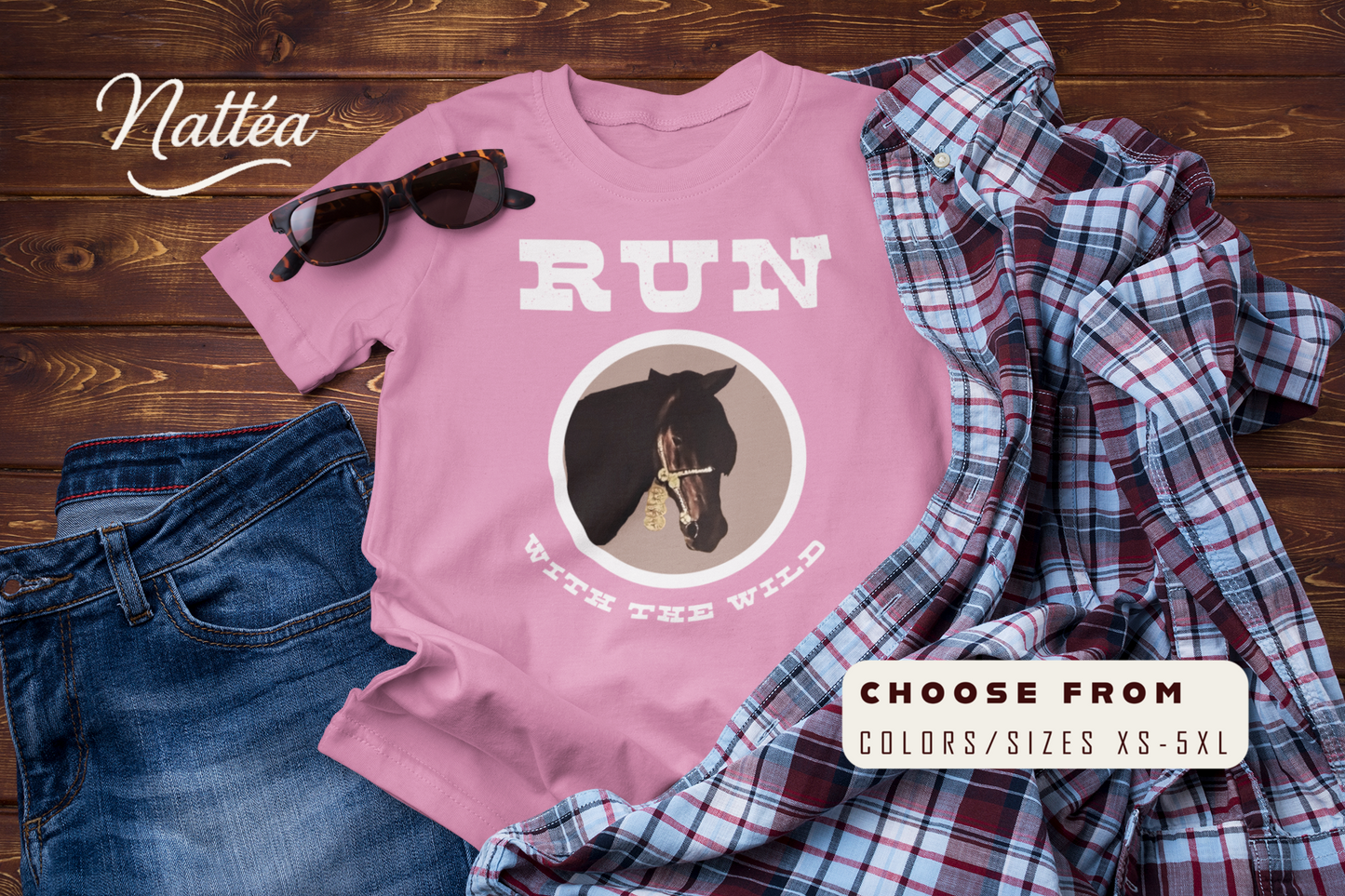 Horse T-Shirt – Run with the Wild Outdoor Adventure Design