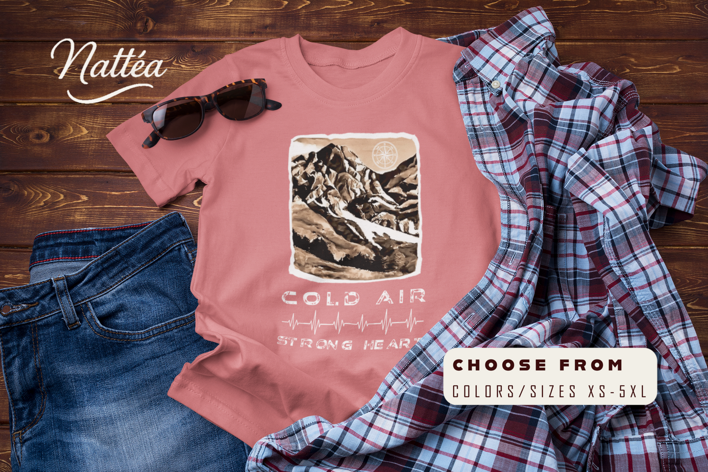 Cold Air Strong Heart T-Shirt – Mountain Adventure Hiking Tee