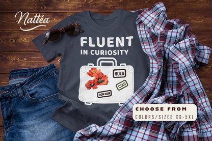 Fluent in Curiosity T-Shirt – Poppies Floral Adventure Tee