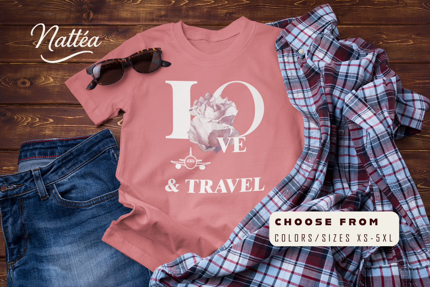 Love & Travel Rose T-Shirt – Romantic Floral Adventure Tee