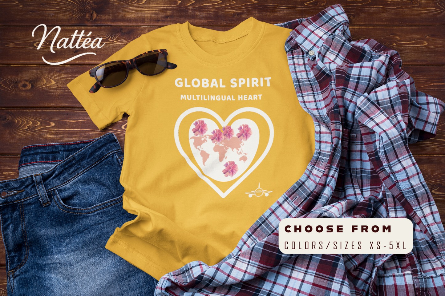 Travel the World T-Shirt – Multilingual Heart, Global Spirit Tee