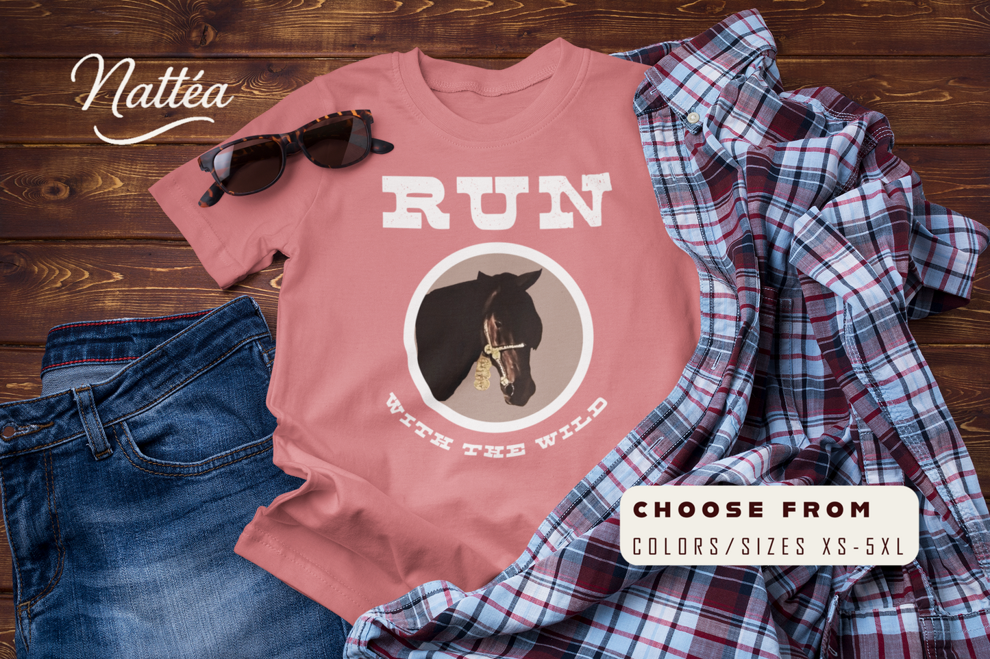 Horse T-Shirt – Run with the Wild Outdoor Adventure Design