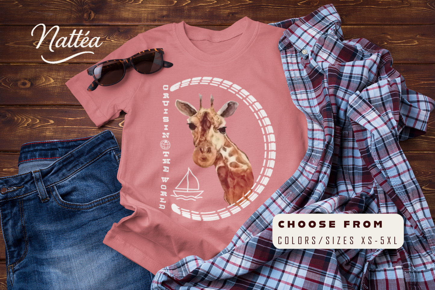 Cruisin’ the World T-Shirt – Giraffe Travel Adventure Graphic Tee