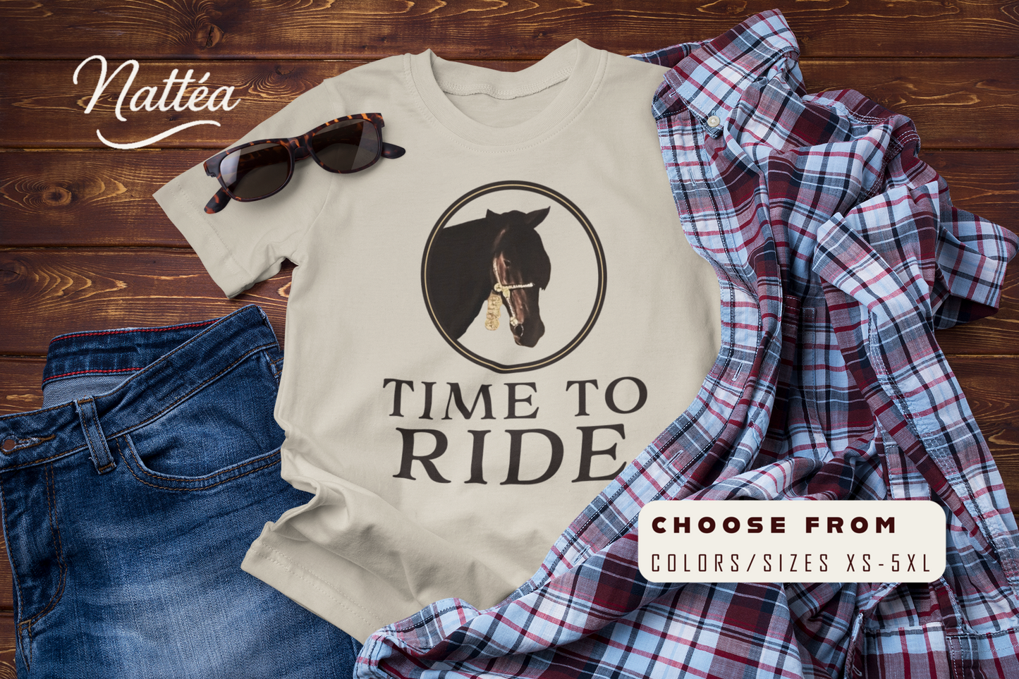 Artistic Horse Vintage Style T-Shirt – Elegant Equestrian Design " Time to Ride"