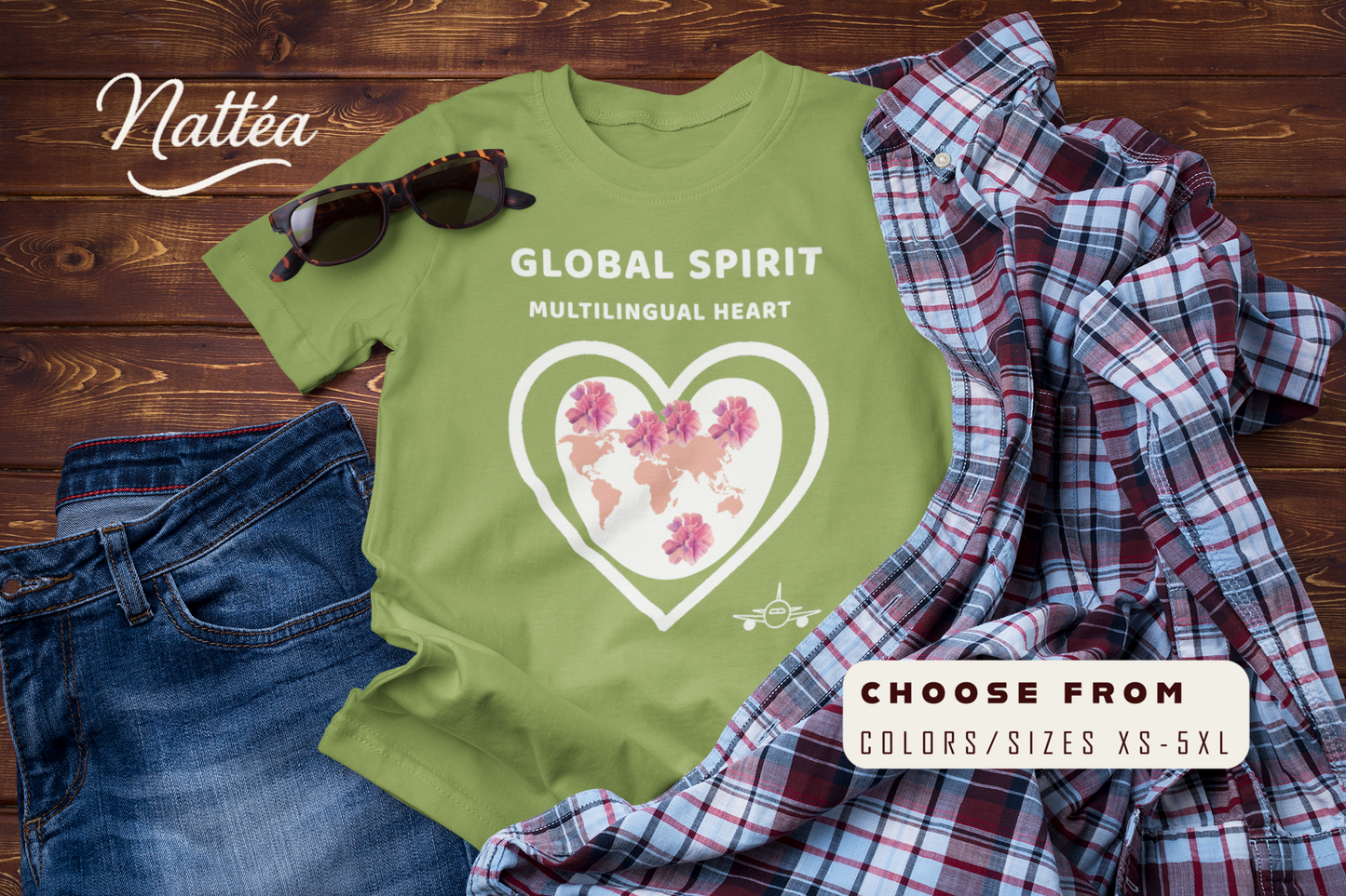 Travel the World T-Shirt – Multilingual Heart, Global Spirit Tee