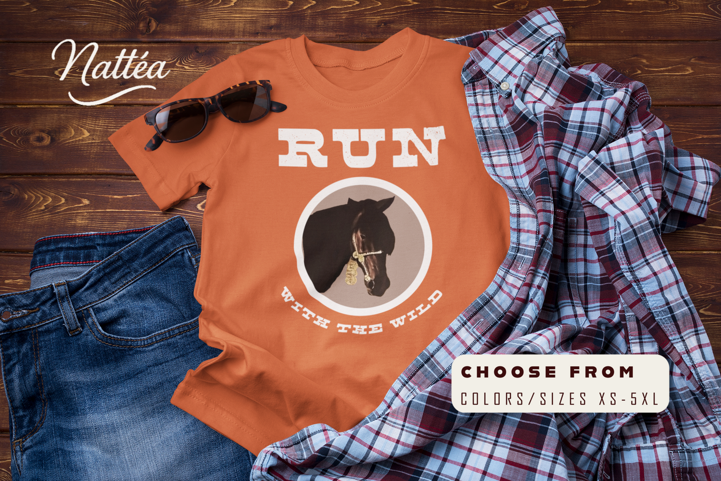 Horse T-Shirt – Run with the Wild Outdoor Adventure Design