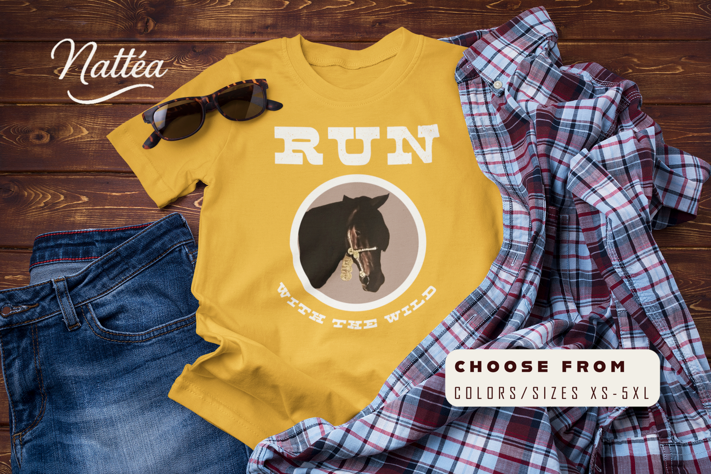 Horse T-Shirt – Run with the Wild Outdoor Adventure Design