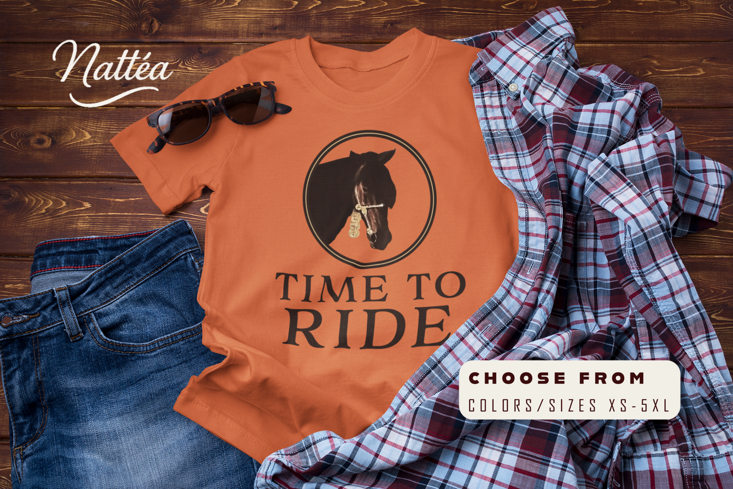 Artistic Horse Vintage Style T-Shirt – Elegant Equestrian Design " Time to Ride"