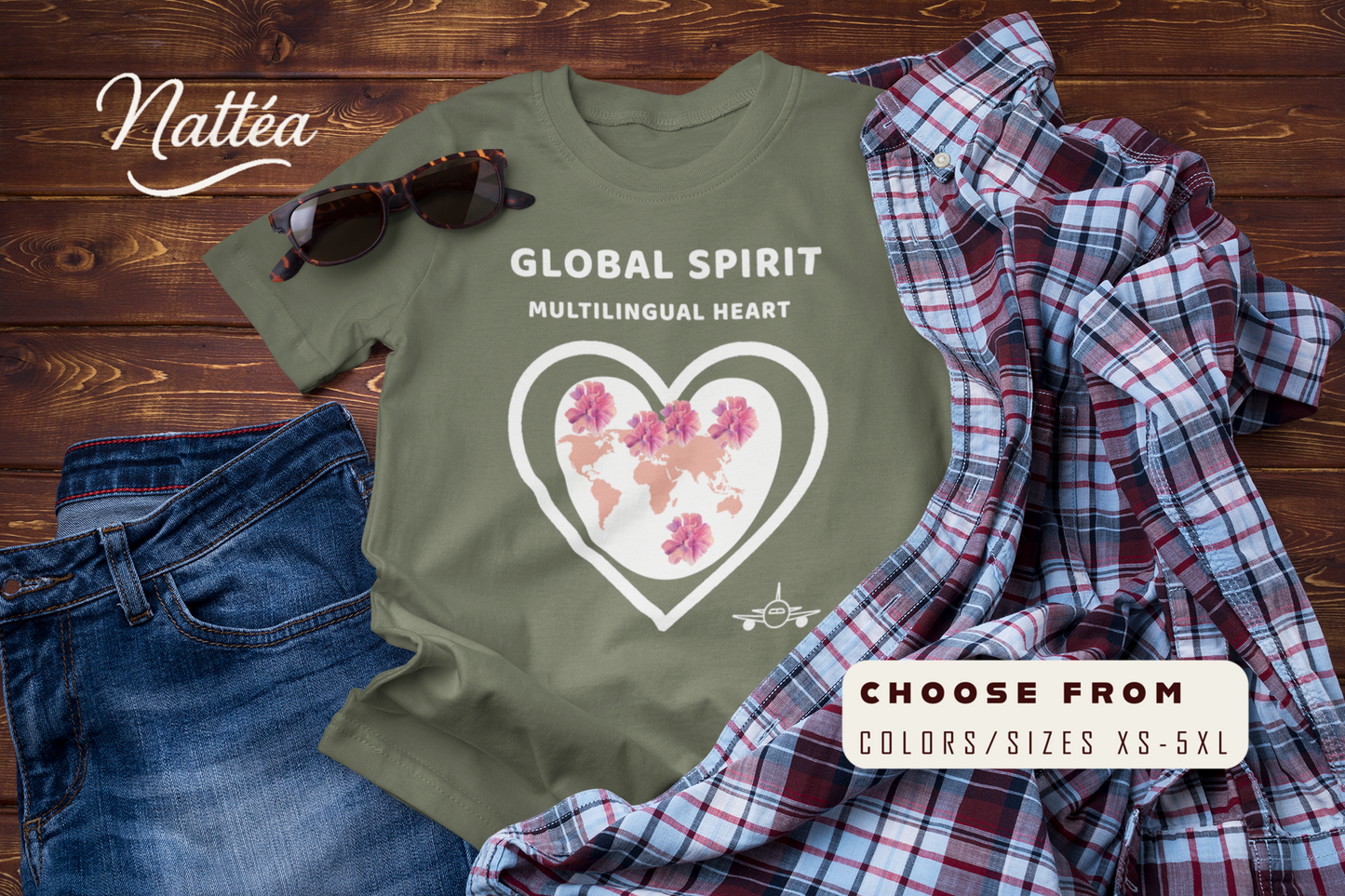 Travel the World T-Shirt – Multilingual Heart, Global Spirit Tee