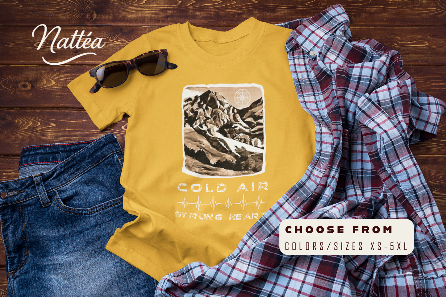 Cold Air Strong Heart T-Shirt – Mountain Adventure Hiking Tee