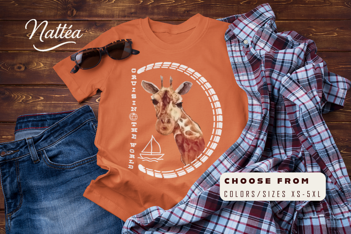 Cruisin’ the World T-Shirt – Giraffe Travel Adventure Graphic Tee