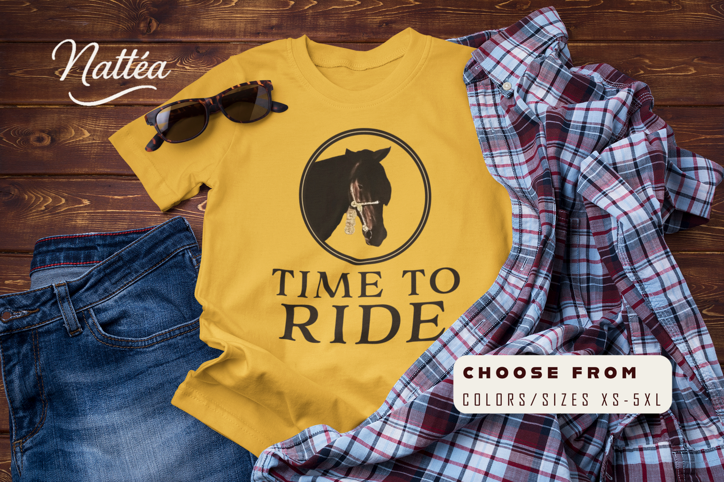 Artistic Horse Vintage Style T-Shirt – Elegant Equestrian Design " Time to Ride"