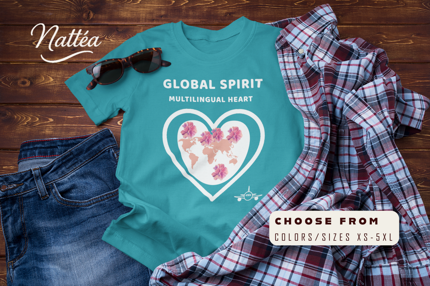 Travel the World T-Shirt – Multilingual Heart, Global Spirit Tee