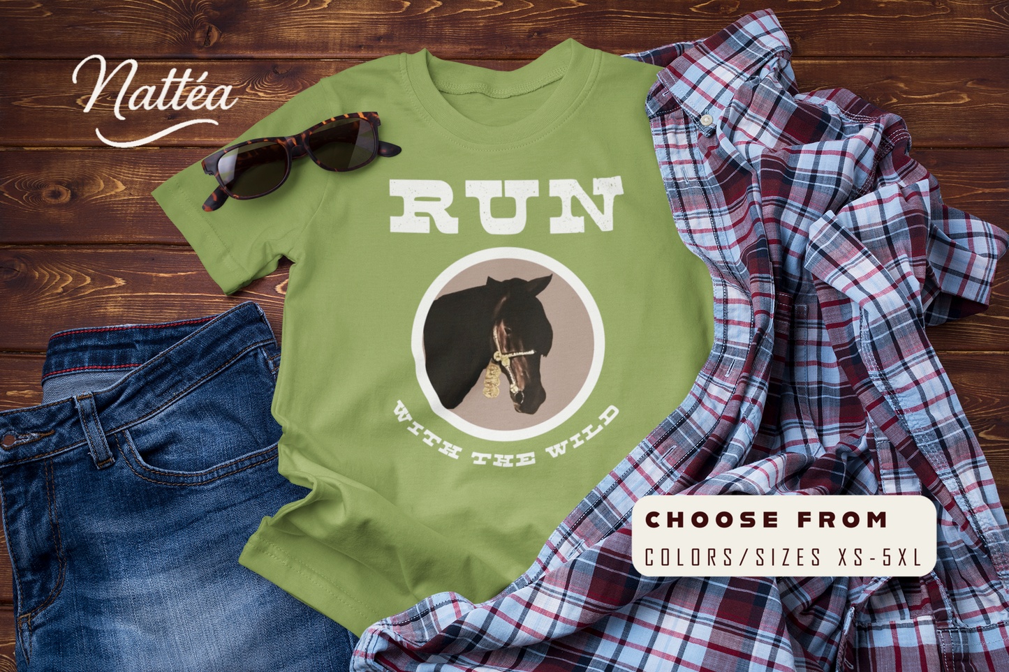 Horse T-Shirt – Run with the Wild Outdoor Adventure Design