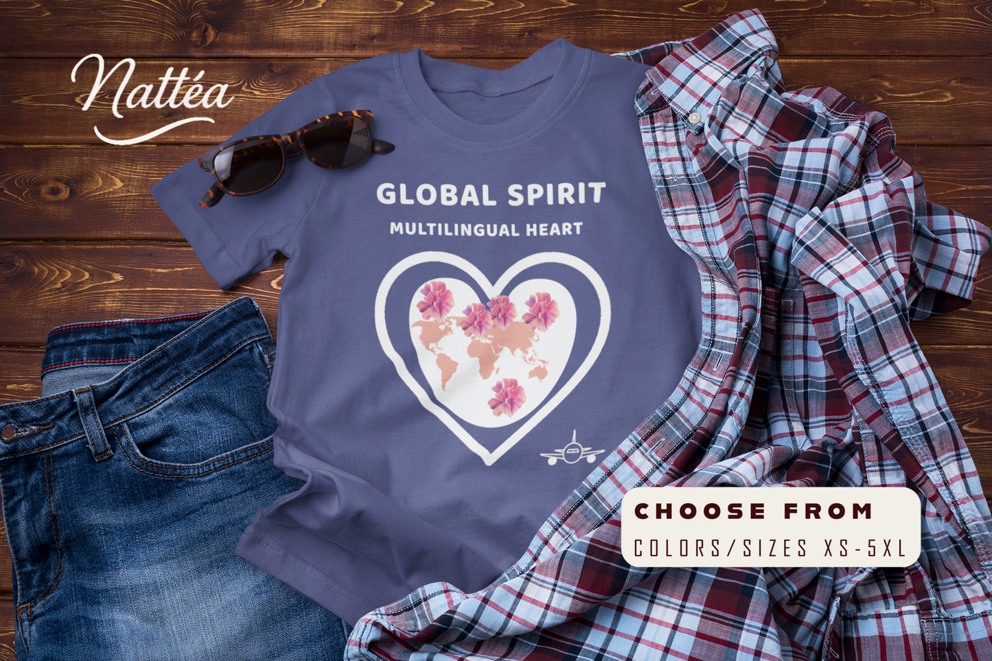 Travel the World T-Shirt – Multilingual Heart, Global Spirit Tee
