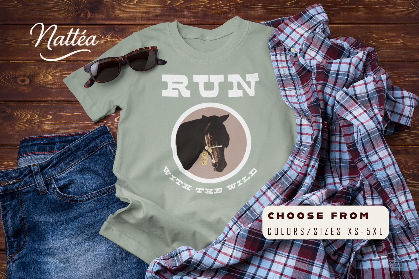 Horse T-Shirt – Run with the Wild Outdoor Adventure Design