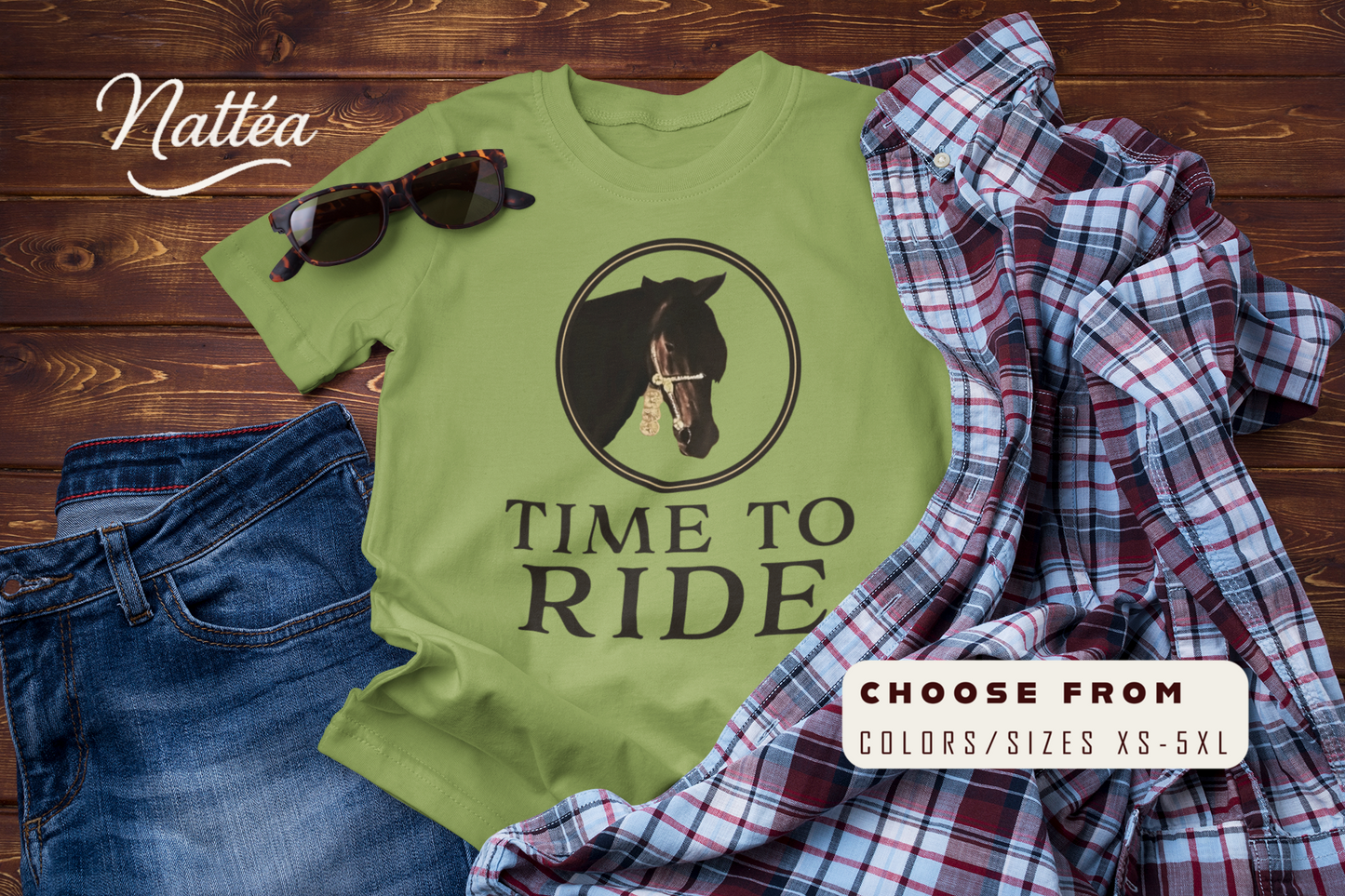 Artistic Horse Vintage Style T-Shirt – Elegant Equestrian Design " Time to Ride"