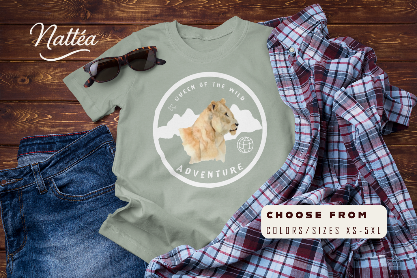 Lioness Adventure T-Shirt – Queen of the Wild Travel & Safari Tee