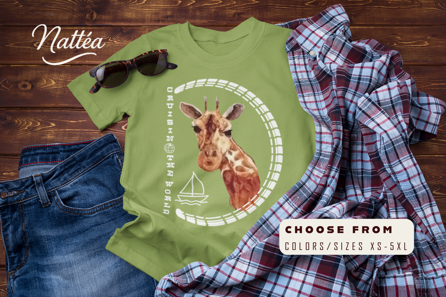 Cruisin’ the World T-Shirt – Giraffe Travel Adventure Graphic Tee