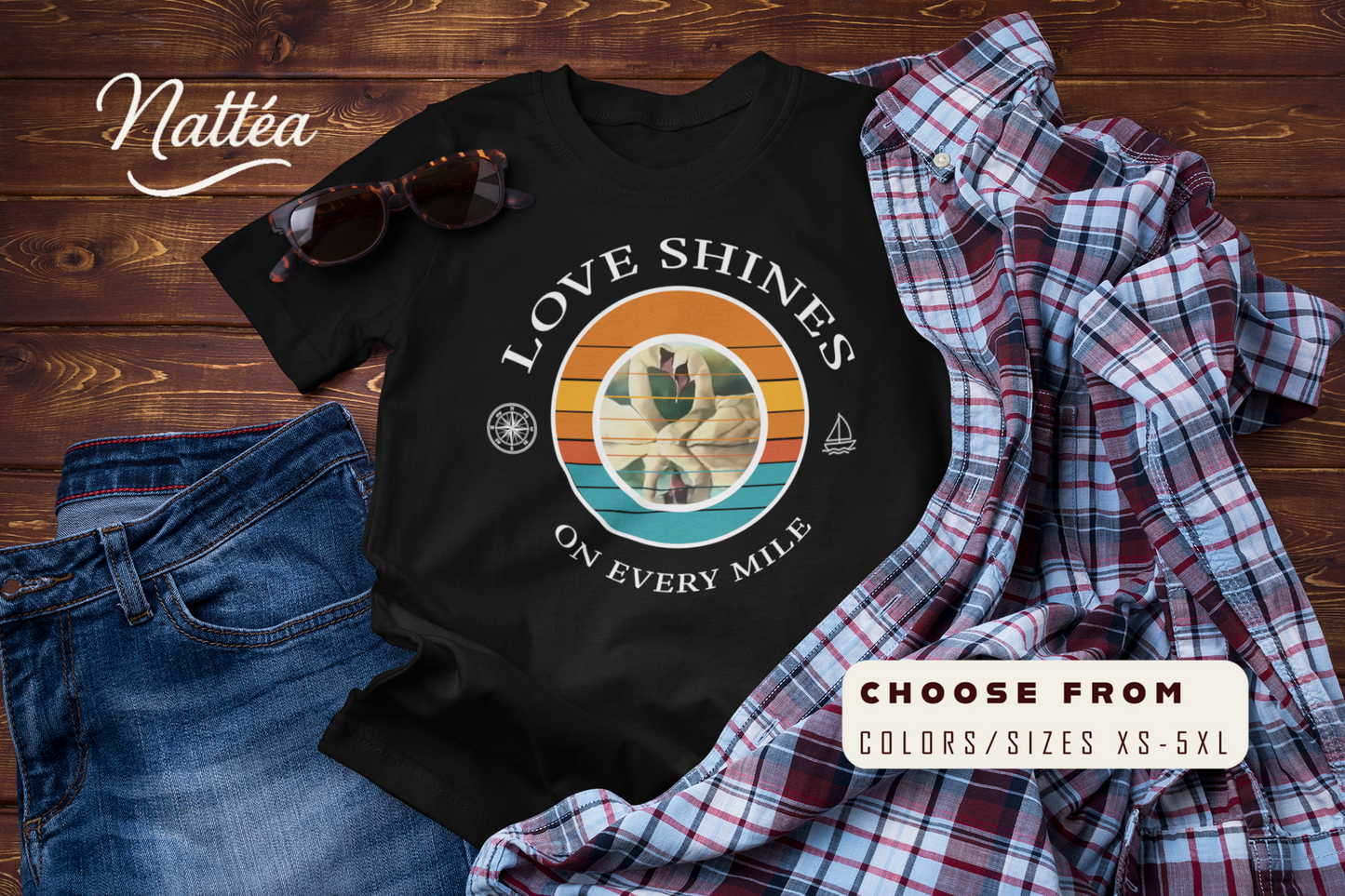 Golden Journey: Love Shines on Every Mile T-shirt