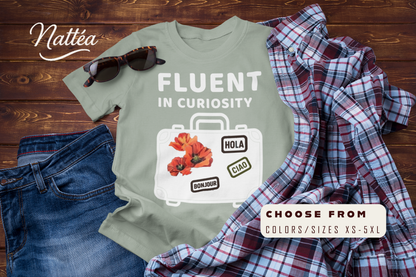 Fluent in Curiosity T-Shirt – Poppies Floral Adventure Tee