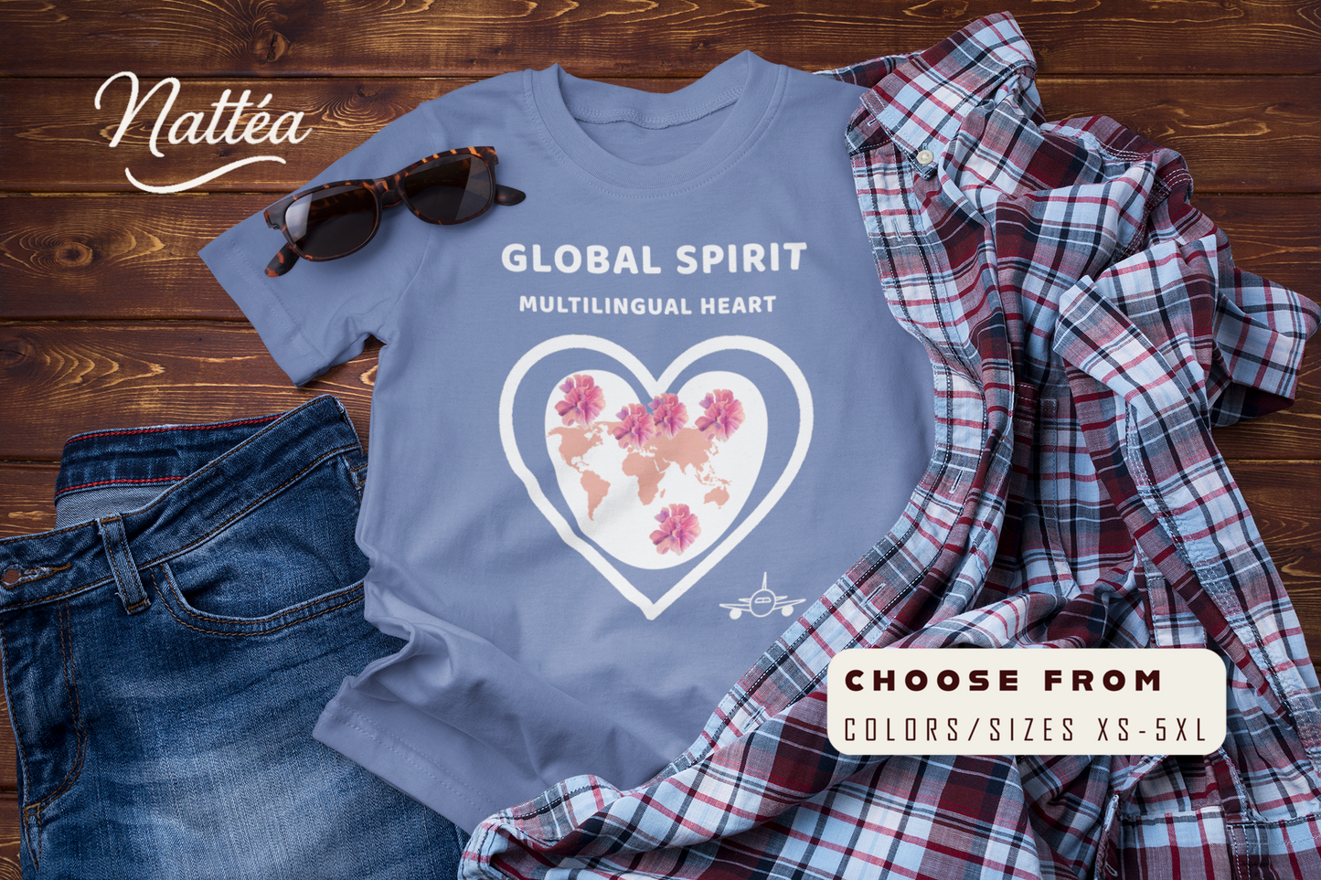 Travel the World T-Shirt – Multilingual Heart, Global Spirit Tee