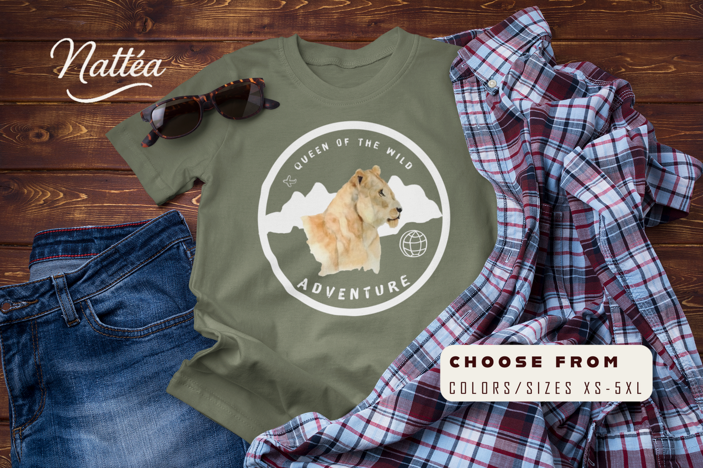 Lioness Adventure T-Shirt – Queen of the Wild Travel & Safari Tee