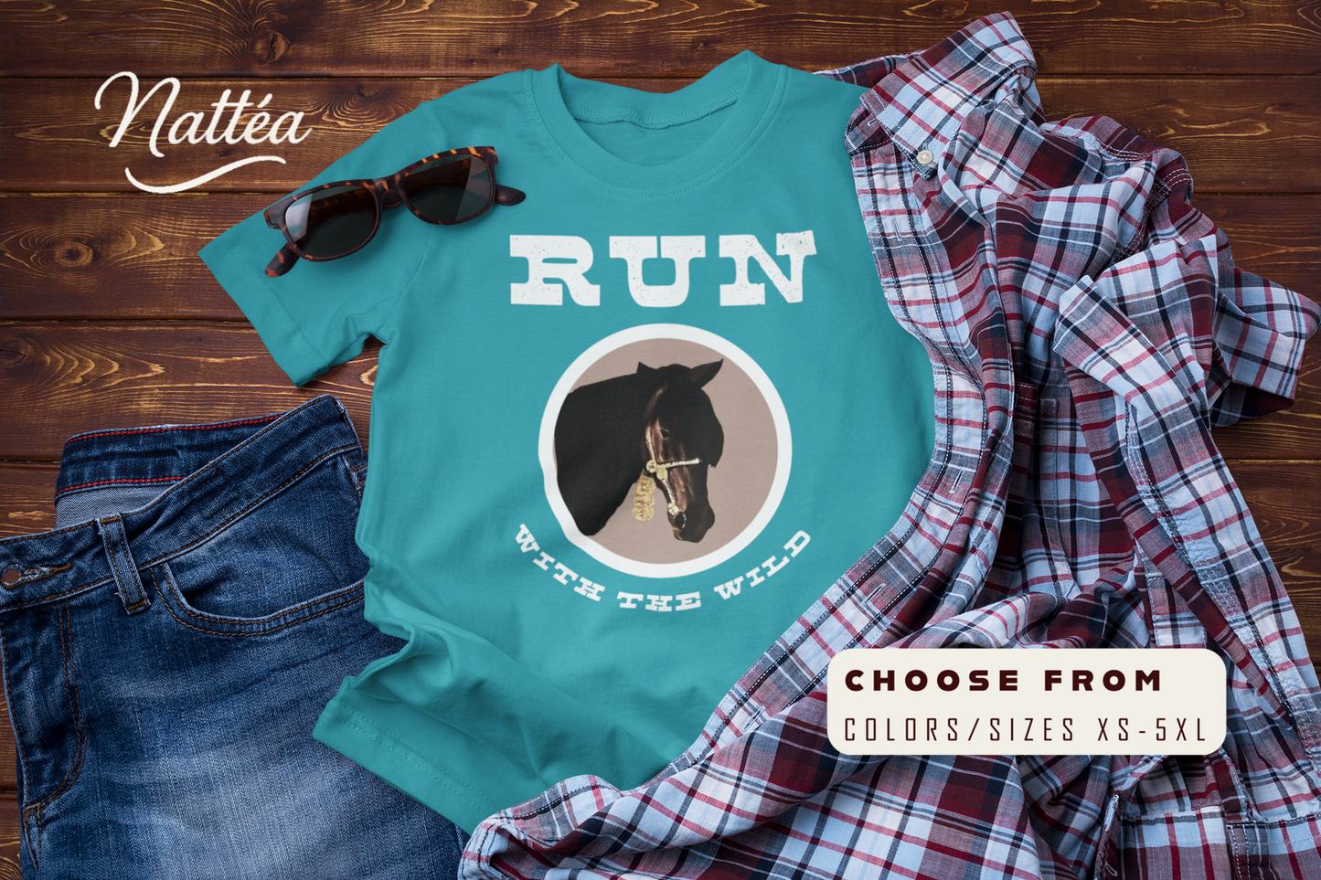 Horse T-Shirt – Run with the Wild Outdoor Adventure Design