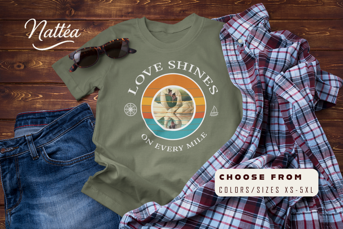Golden Journey: Love Shines on Every Mile T-shirt