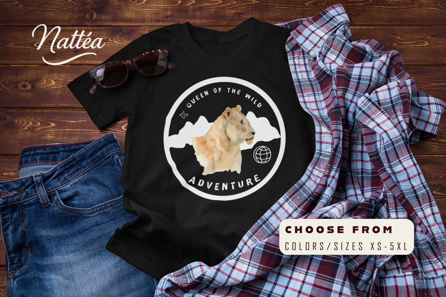 Lioness Adventure T-Shirt – Queen of the Wild Travel & Safari Tee