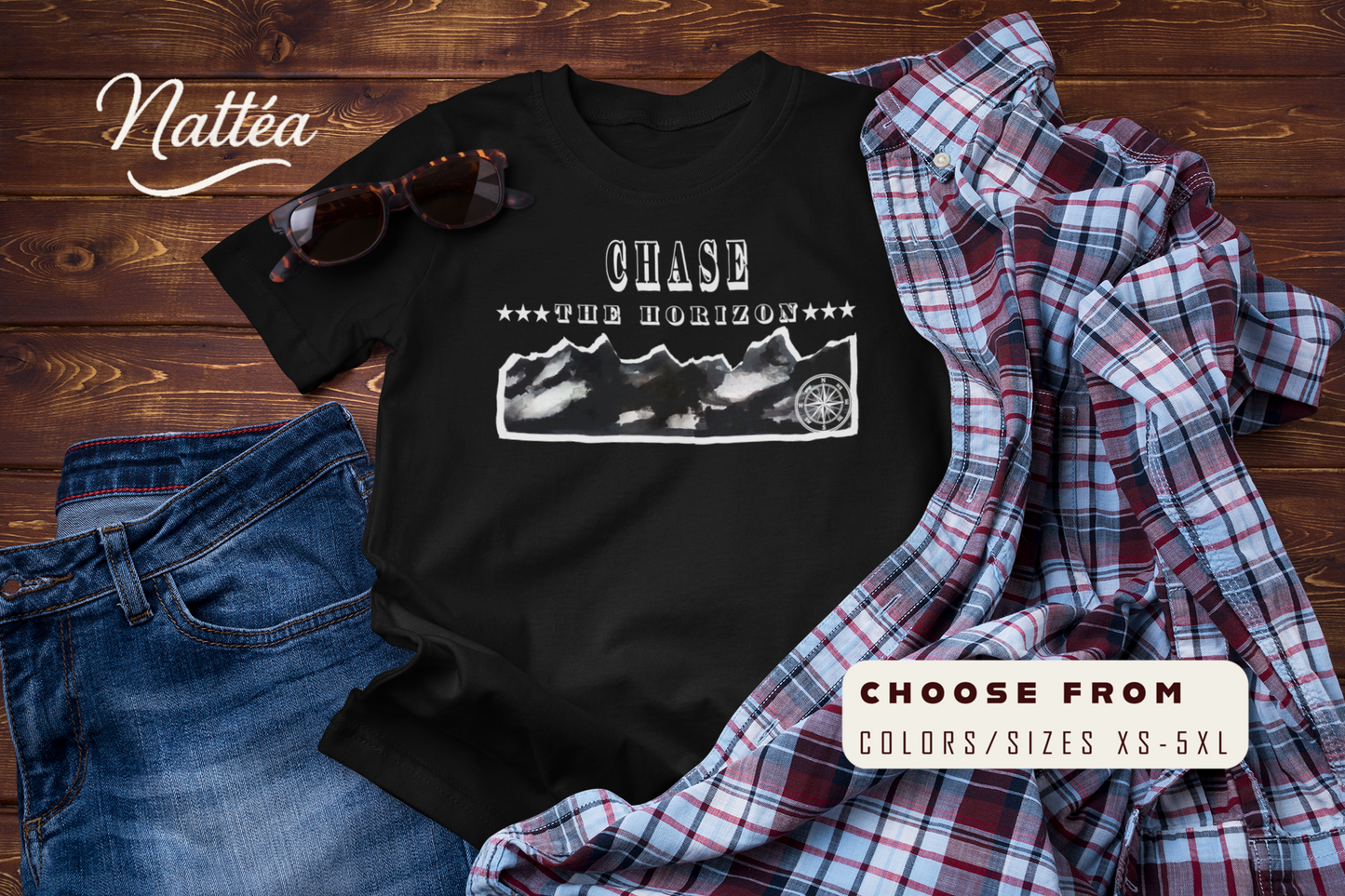 Chase the Horizon T-Shirt – Adventure Travel Explorer Tee