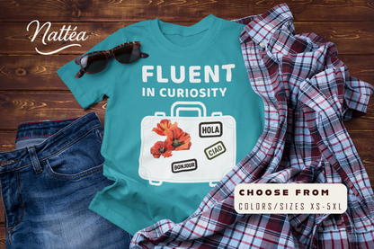 Fluent in Curiosity T-Shirt – Poppies Floral Adventure Tee
