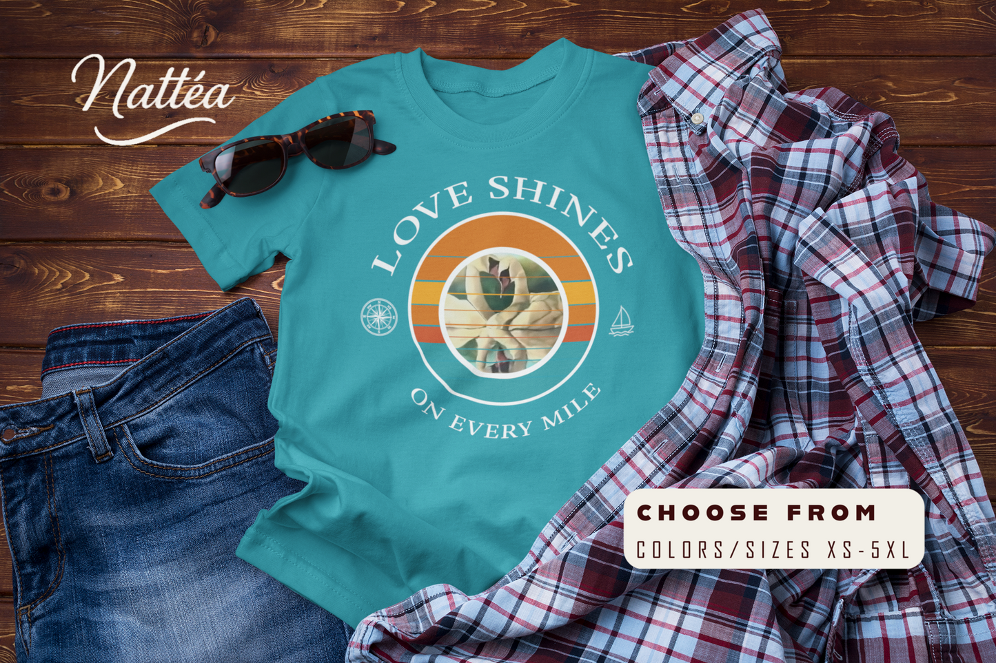 Golden Journey: Love Shines on Every Mile T-shirt
