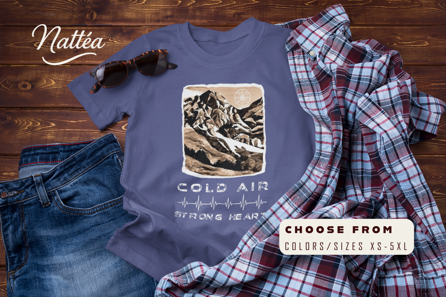 Cold Air Strong Heart T-Shirt – Mountain Adventure Hiking Tee