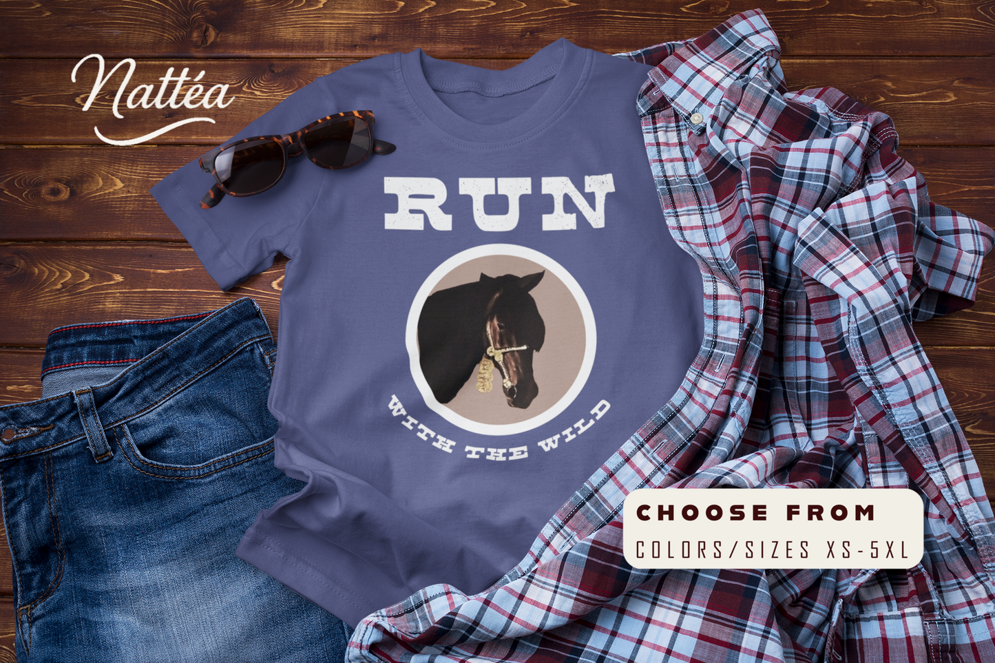 Horse T-Shirt – Run with the Wild Outdoor Adventure Design