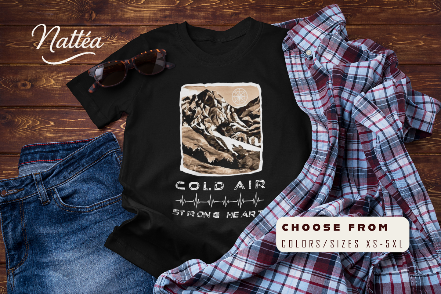 Cold Air Strong Heart T-Shirt – Mountain Adventure Hiking Tee