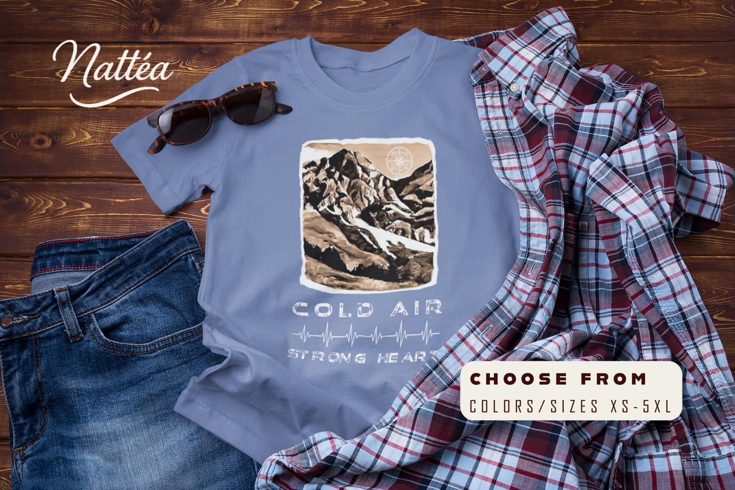 Cold Air Strong Heart T-Shirt – Mountain Adventure Hiking Tee