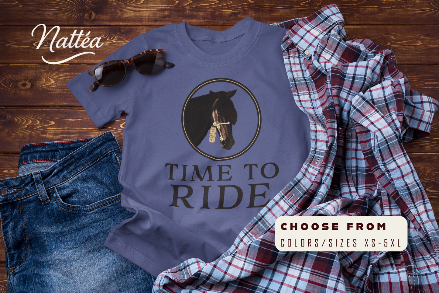 Artistic Horse Vintage Style T-Shirt – Elegant Equestrian Design " Time to Ride"