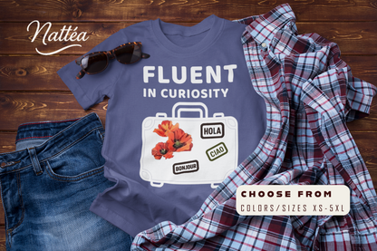 Fluent in Curiosity T-Shirt – Poppies Floral Adventure Tee