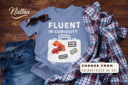 Fluent in Curiosity T-Shirt – Poppies Floral Adventure Tee