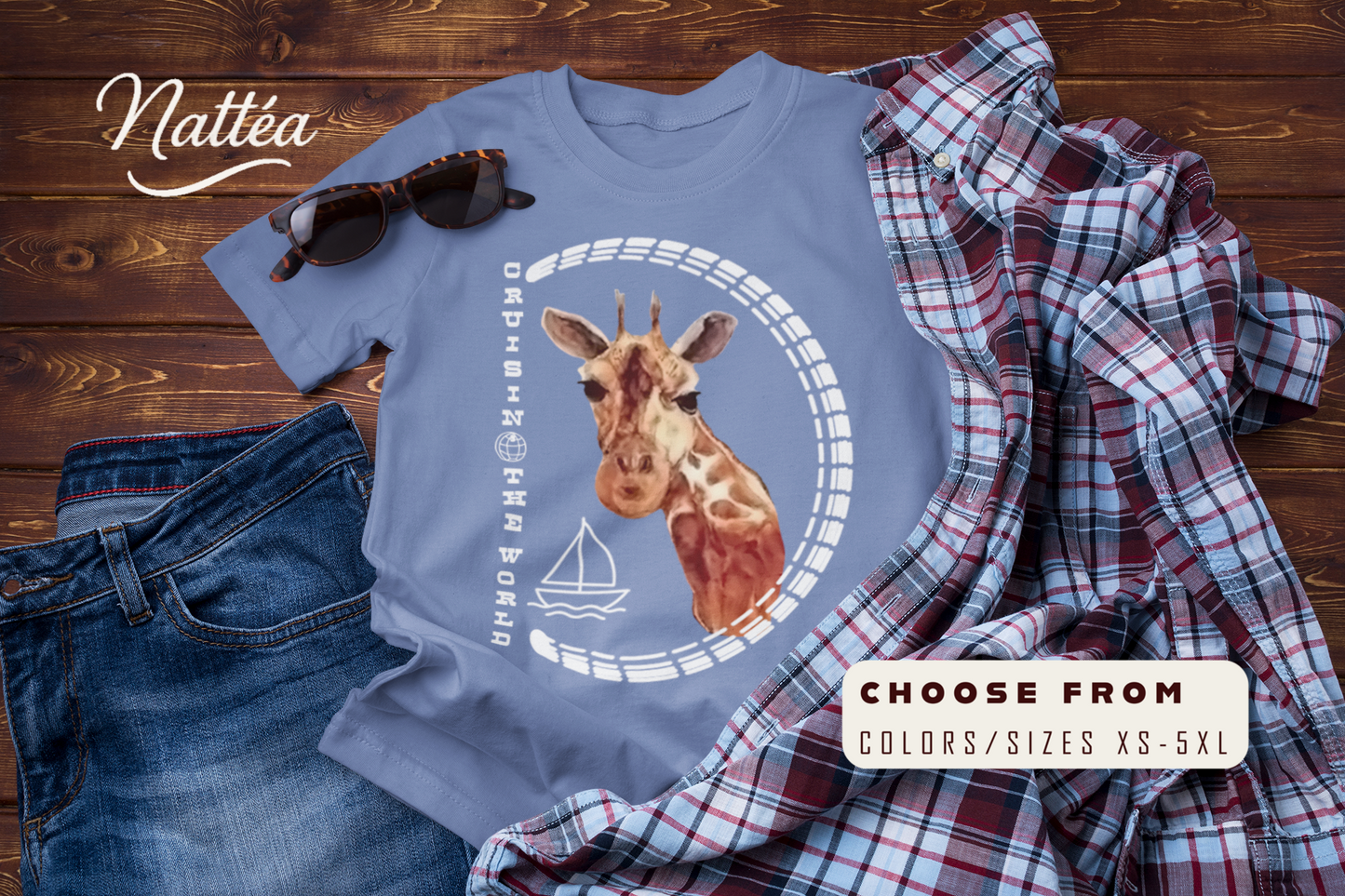 Cruisin’ the World T-Shirt – Giraffe Travel Adventure Graphic Tee