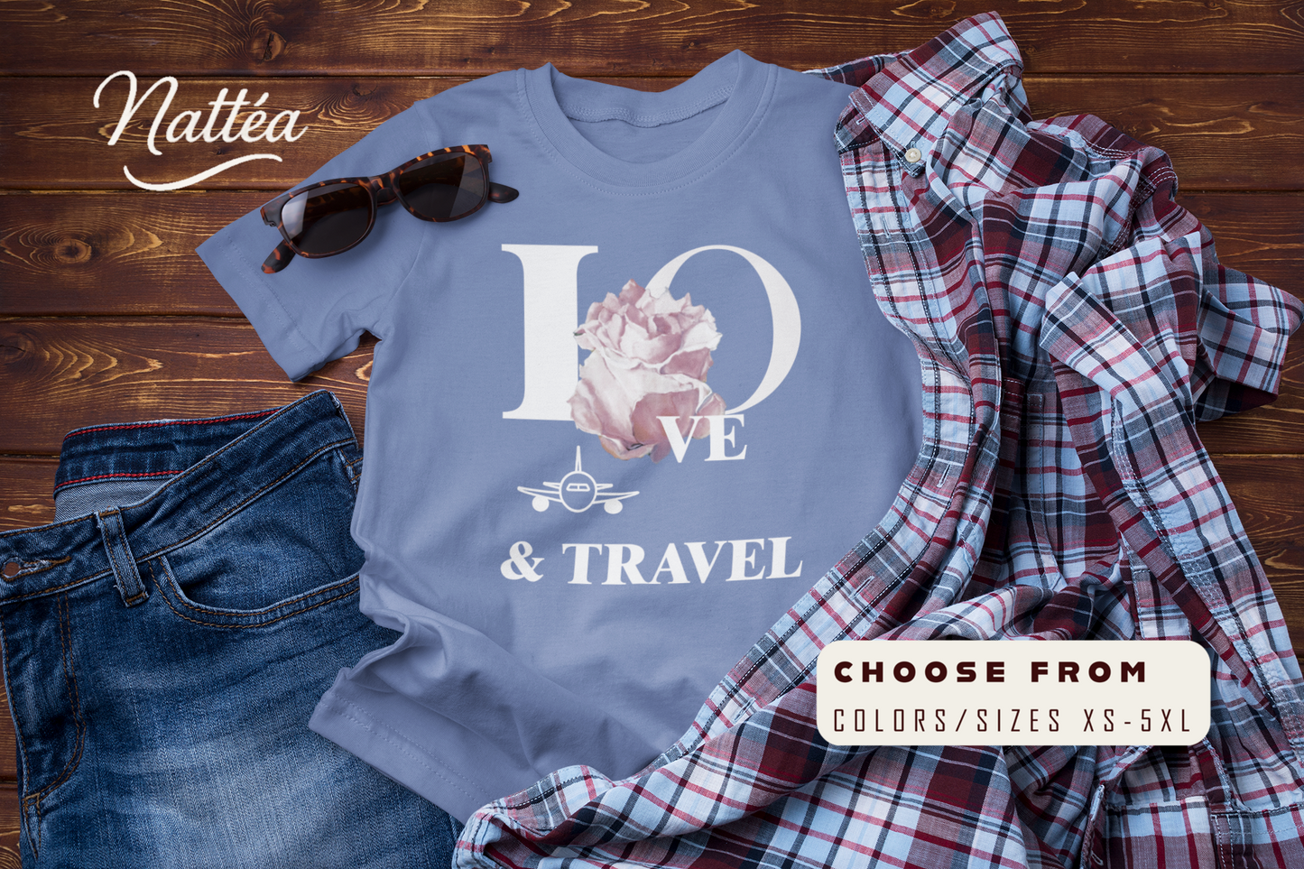 Love & Travel Rose T-Shirt – Romantic Floral Adventure Tee