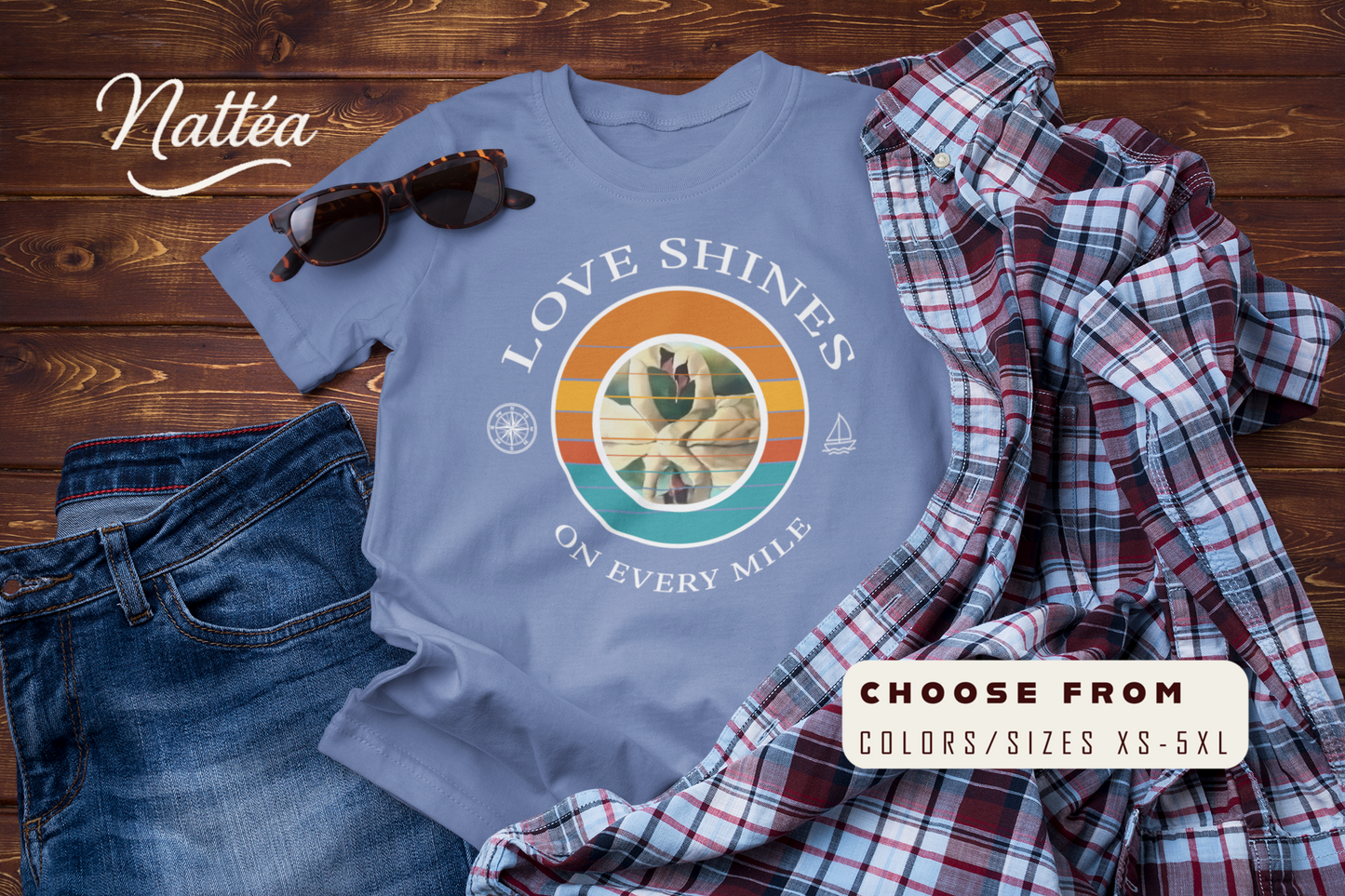 Golden Journey: Love Shines on Every Mile T-shirt