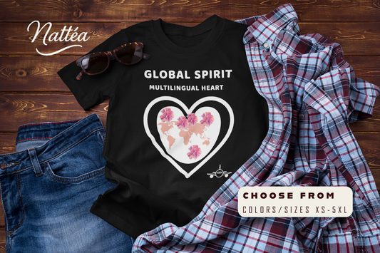 Travel the World T-Shirt – Multilingual Heart, Global Spirit Tee